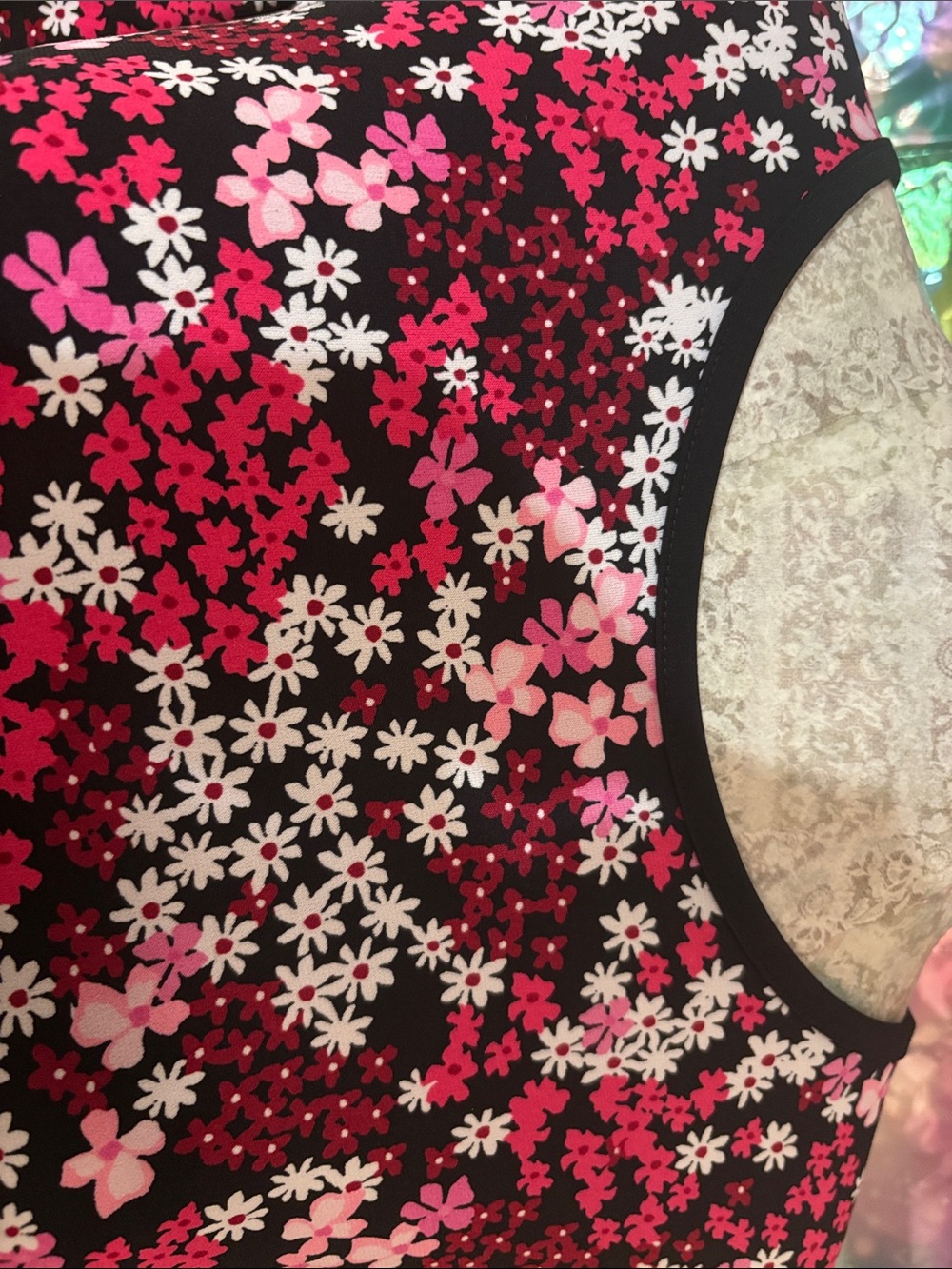 Michael Kors Pink and Black Floral Long Sleeve Tee - Picture 7 of 7